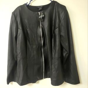 Ashley Stewart Faux Leather Black Jacket Size 18